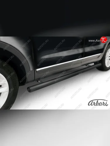 Защита штатных порогов Arbori (черная, d76 mm). Ford Explorer U502 дорестайлинг (2010-2016)