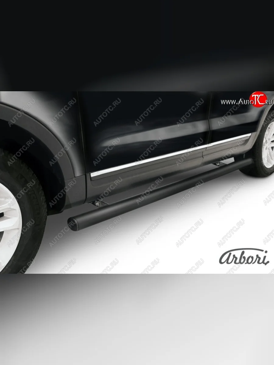 Защита штатных порогов Arbori (черная, d76 mm). Ford Explorer U502 дорестайлинг (2010-2016)  в Перми Пермском крае