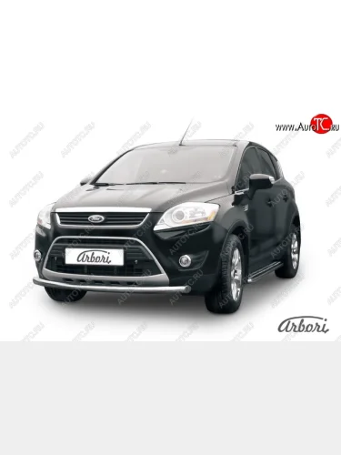Защита переднего бампера Arbori (нержавейка, 1 труба d57mm) Ford Kuga  1 (2008-2013)