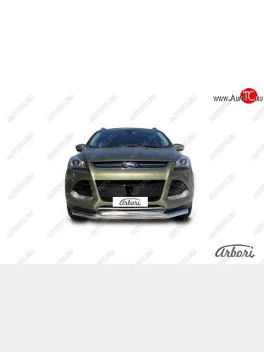 Защита переднего бампера Arbori (нержавейка, 2 трубы d76 и 57 mm) Ford Kuga  2 (2013-2016) дорестайлинг