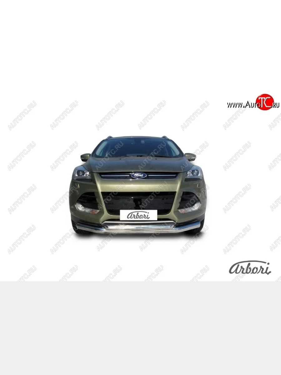 Защита переднего бампера Arbori (нержавейка, 2 трубы d76 и 57 mm)  Ford Kuga (2013-2016) 2  в Самаре Самарской области