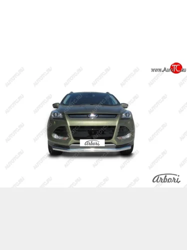 Защита переднего бампера Arbori (нержавейка, 1 труба d76 mm) Ford Kuga  2 (2013-2016) дорестайлинг