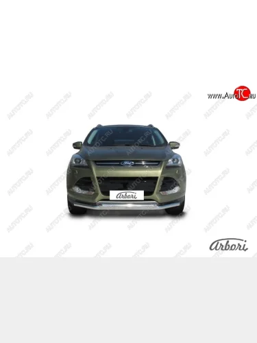 Защита переднего бампера Arbori (нержавейка, 2 трубы d57 и 57 mm) Ford Kuga  2 (2013-2016) дорестайлинг