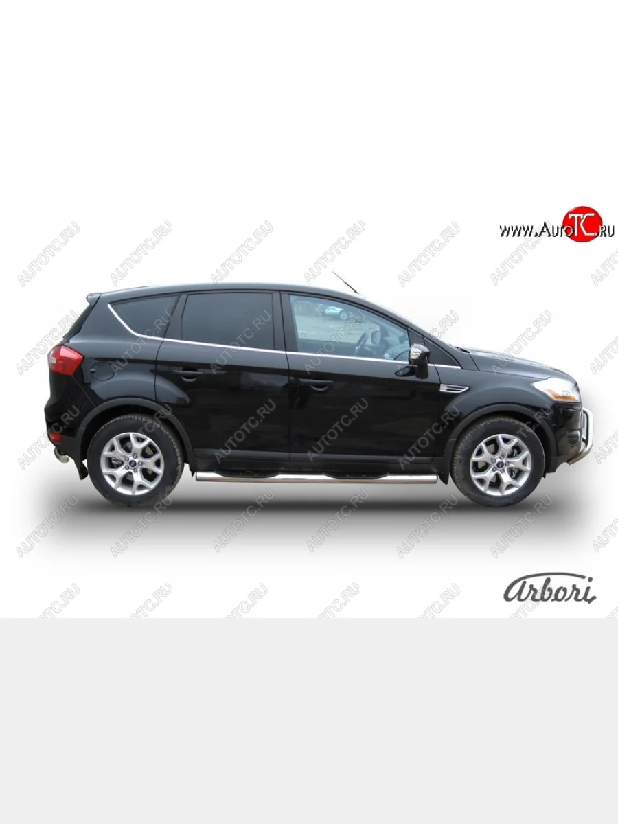 Защита штатных порогов Arbori (с проступью, нержавейка, d76 mm).  Ford Kuga (2008-2013) 1  в Керчи Республика Крым
