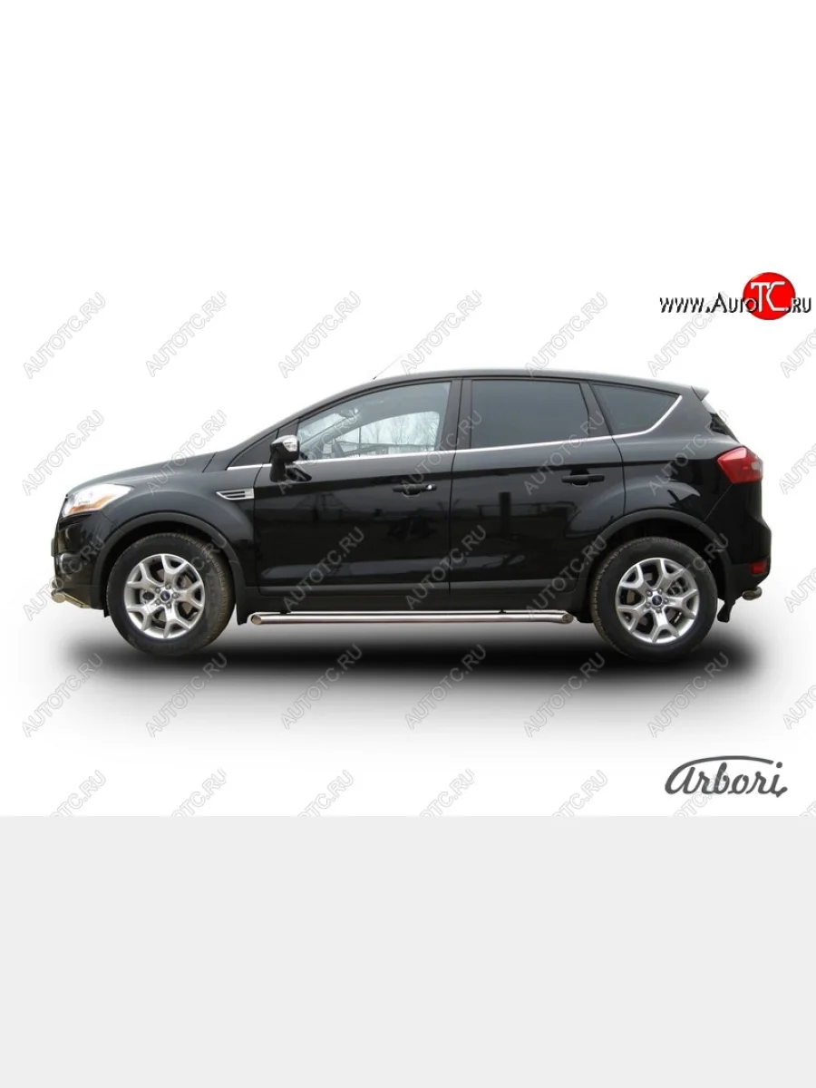 Защита штатных порогов Arbori (с гибами, нержавейка, d57 mm).  Ford Kuga (2008-2013) 1  в Керчи Республика Крым