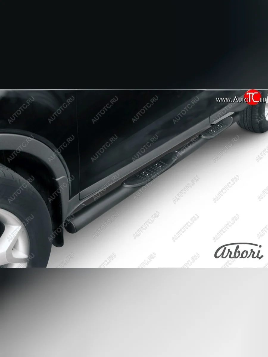 Защита штатных порогов Arbori (с проступью, черная, d76 mm). Ford Kuga 1 (2008-2013)  в Самаре Самарской области