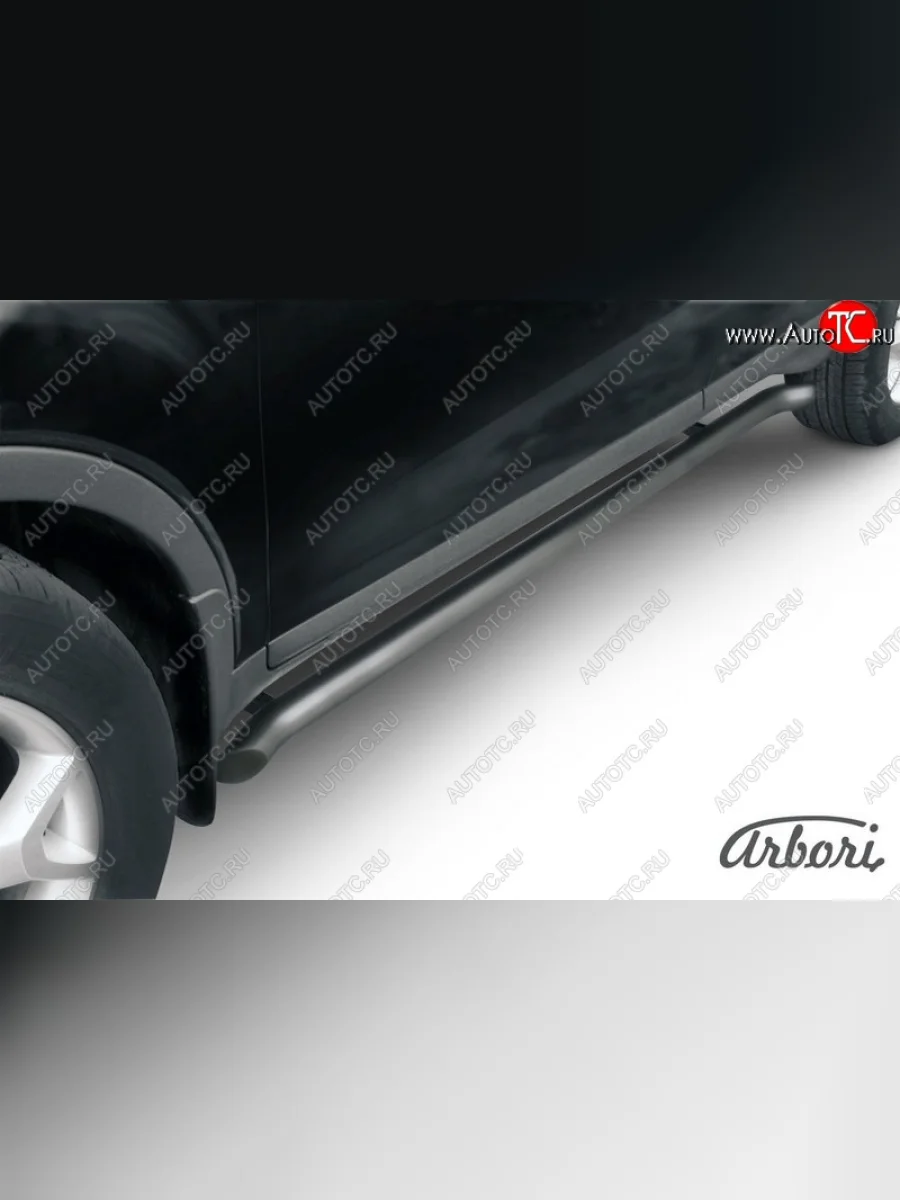 Защита штатных порогов Arbori (с гибами, черная, d57 mm). Ford Kuga 1 (2008-2013)  в Самаре Самарской области