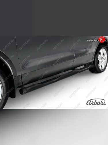 Защита штатных порогов Arbori (с проступью, черная, d76 mm). Ford Kuga 2 дорестайлинг (2013-2016)