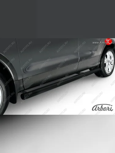 Защита штатных порогов Arbori (черная, d76 mm). Ford Kuga 2 дорестайлинг (2013-2016)