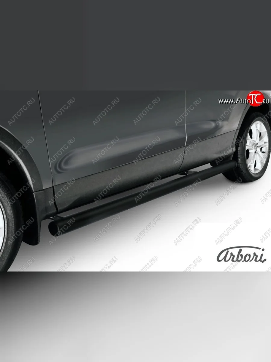 Защита штатных порогов Arbori (черная, d76 mm). Ford Kuga 2 дорестайлинг (2013-2016)  в Керчи Республика Крым