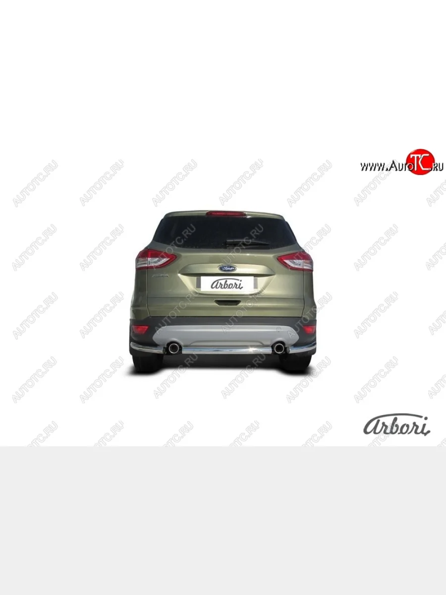 Защита заднего бампера Arbori (нержавейка, 1 труба d57 mm). Ford Kuga 2 дорестайлинг (2013-2016)  в Перми Пермском крае