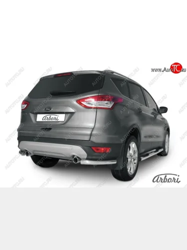 Защита заднего бампера Arbori (уголки, нержавейка, 1 труба d57 mm). Ford Kuga  2 (2013-2016) дорестайлинг
