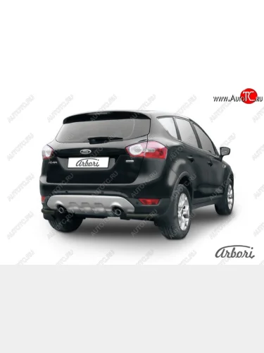 Защита заднего бампера Arbori (уголки, черная, 1 труба d57 mm). Ford Kuga  1 (2008-2013)