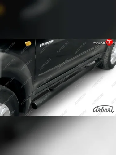 Защита штатных порогов Arbori (черная, d76 mm). Great Wall Hover  1-ый рестайлинг (2010-2014)