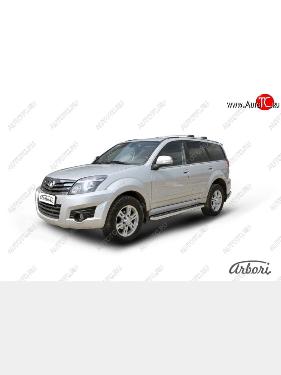Защита штатных порогов с листом Arbori (труба - нержавейка d42, лист - алюминий) Great Wall Hover H3  дорестайлинг (2010-2014)  с доставкой в г. Пермь
