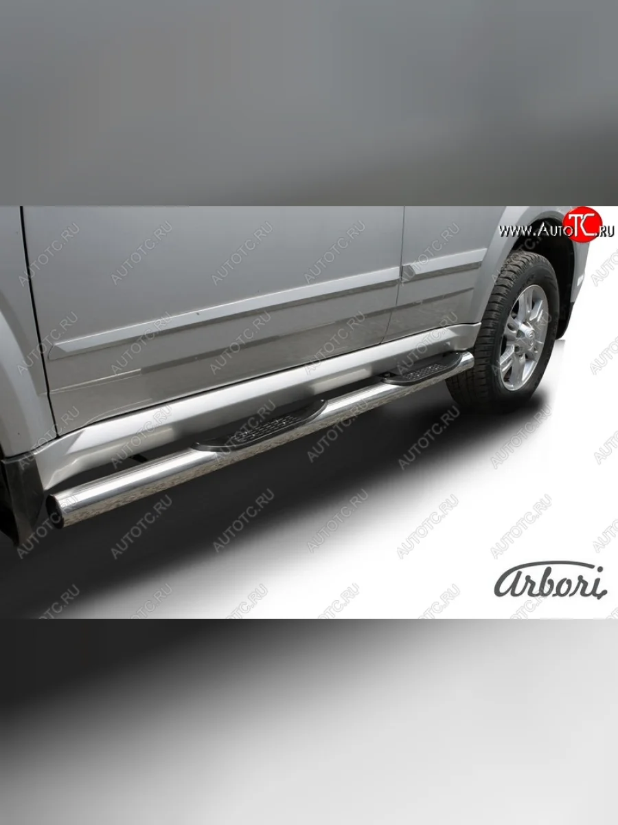 Защита штатных порогов Arbori (с проступью, нержавейка, d76 mm). Great Wall Hover H3  дорестайлинг (2010-2014)  в Перми Пермском крае