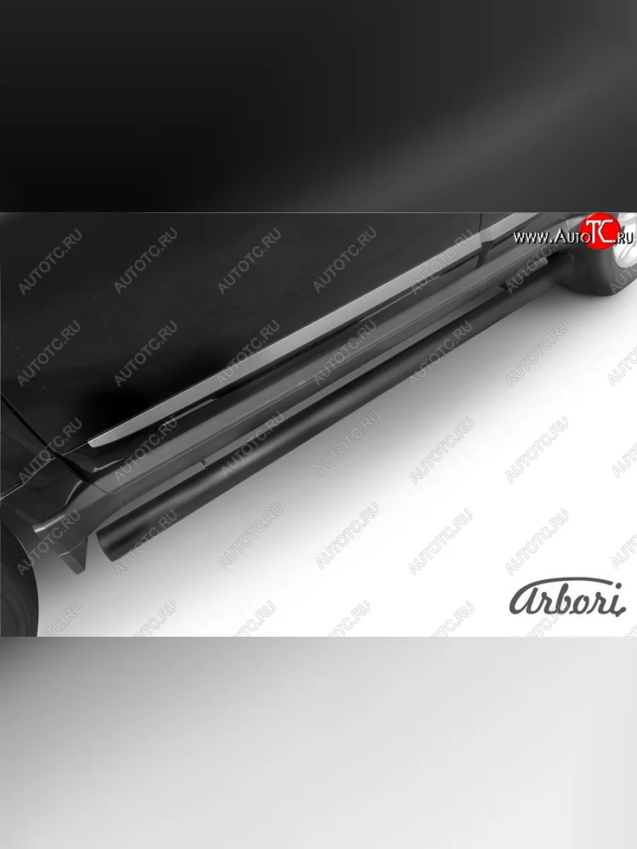 Защита штатных порогов Arbori (черная, d76 mm). Great Wall Hover H3  рестайлинг (2014-2016)  с доставкой в г. Керчь