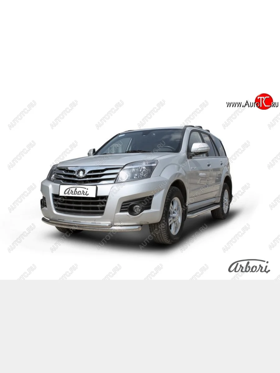 Защита переднего бампера Arbori (нержавейка, 2 трубы d57 и 42 mm) Great Wall Hover H3  дорестайлинг (2010-2014)  с доставкой в г. Керчь