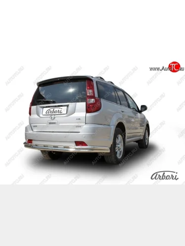 Защита заднего бампера Arbori (нержавейка, 2 трубы d57 и 42 mm). Great Wall Hover H3  дорестайлинг (2010-2014)
