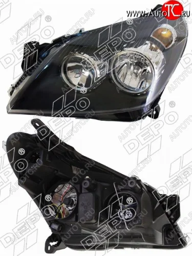 Левая фара DEPO (чёрная) Opel Astra H универсал рестайлинг (2007-2015)