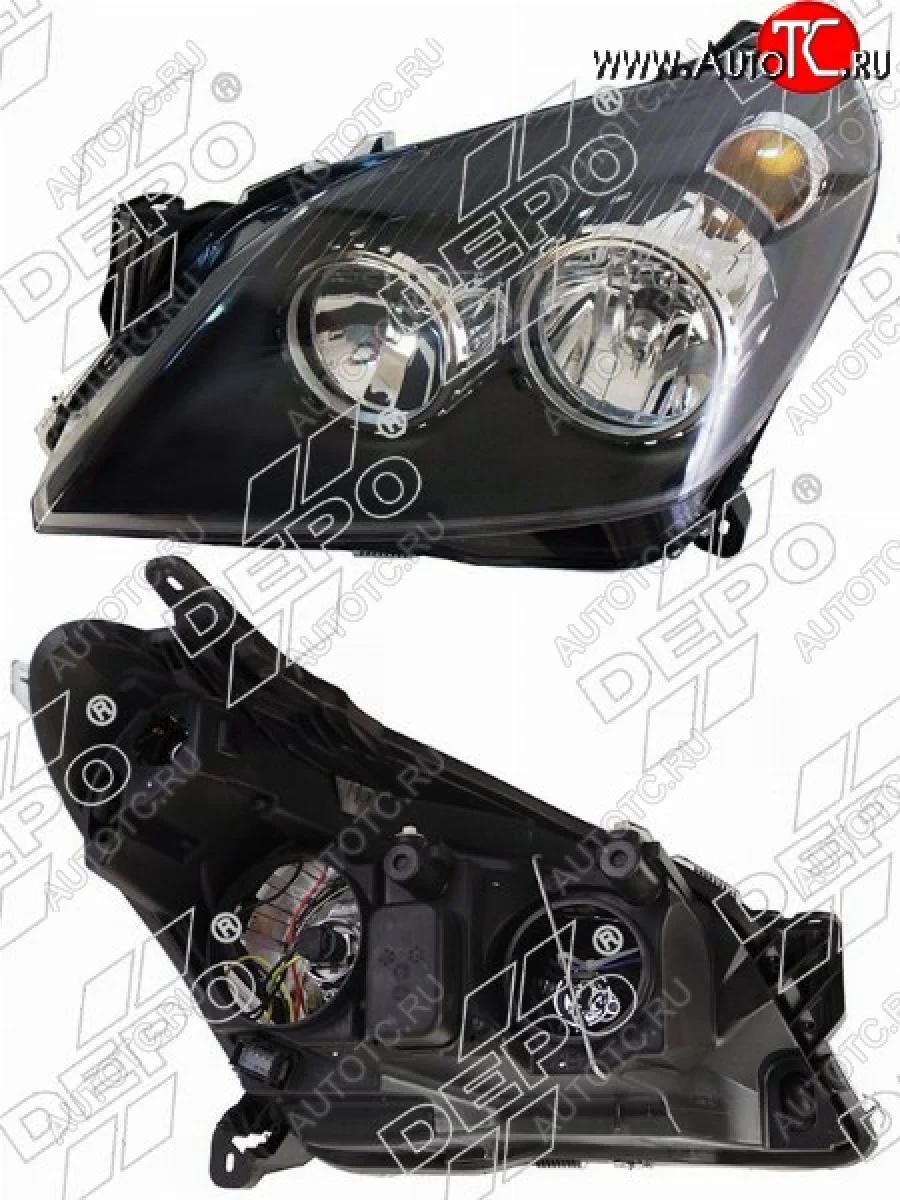 Левая фара DEPO (чёрная) Opel Astra H универсал рестайлинг (2007-2015)  с доставкой в г. Керчь