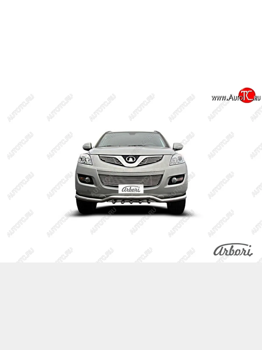 Защита переднего бампера Arbori (волна, с защитой картера, нержавейка, 1 труба d57 mm) Great Wall Hover H5 (2010-2017)  в Керчи Республика Крым