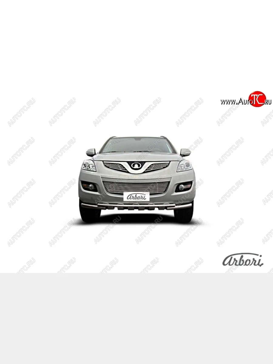 Защита переднего бампера Arbori (с защитой картера, нержавейка, 2 трубы d57 и 42 mm) Great Wall Hover H5 (2010-2017)  в Самаре Самарской области