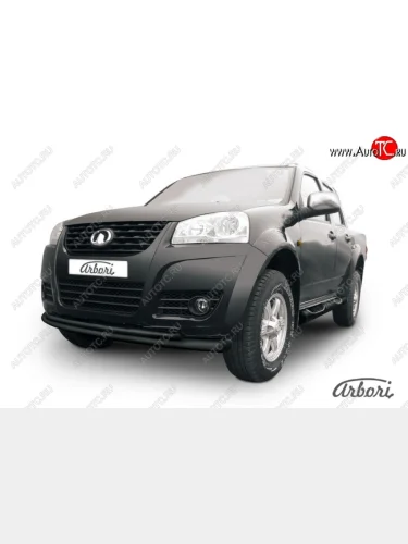 Защита переднего бампера Arbori (черная, 2 трубы d76 и 42 mm) Great Wall Wingle 5 (2011-2017)