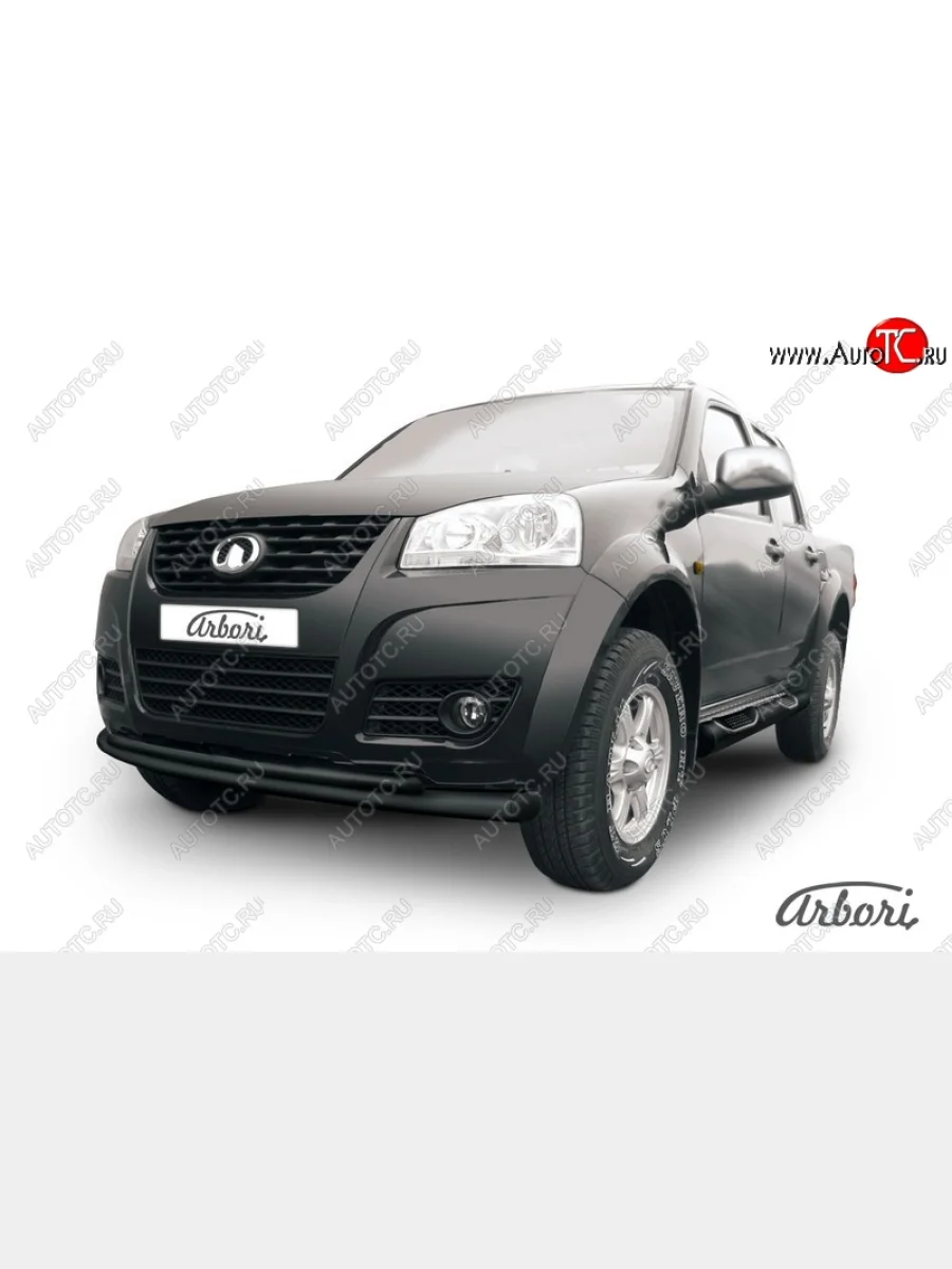 Защита переднего бампера Arbori (черная, 2 трубы d76 и 42 mm) Great Wall Wingle 5 (2011-2017)  в Самаре Самарской области