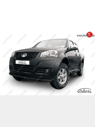 Защита переднего бампера Arbori (черная, 1 труба d76 mm). Great Wall Wingle 5 (2011-2017)