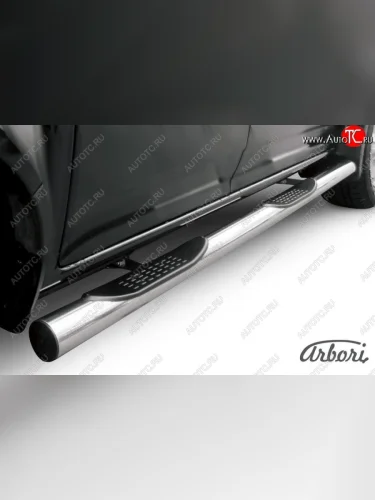 Защита штатных порогов Arbori (с проступью, нержавейка, d76 mm). Great Wall Wingle 5 (2011-2017)