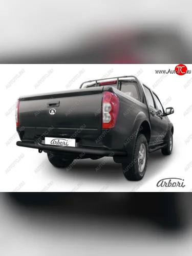 Защита заднего бампера Arbori (с проступью, черная, 1 труба d76 mm). Great Wall Wingle 5 (2011-2017)