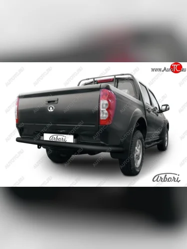 Защита заднего бампера Arbori (длинная, черная, 1 труба d76 mm). Great Wall Wingle 5 (2011-2017)