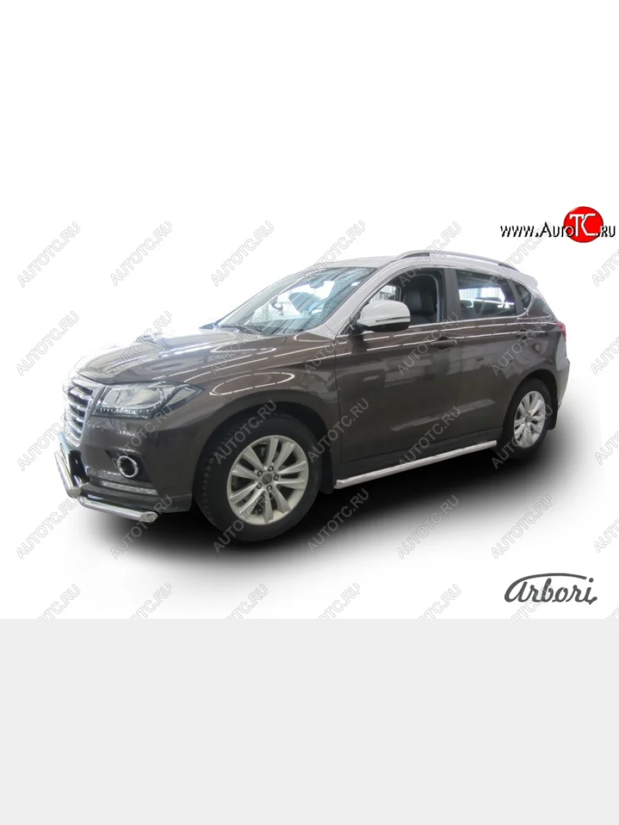 Защита штатных порогов Arbori (нержавейка, d57 mm). Haval H2 (2014-2021)  в Перми Пермском крае