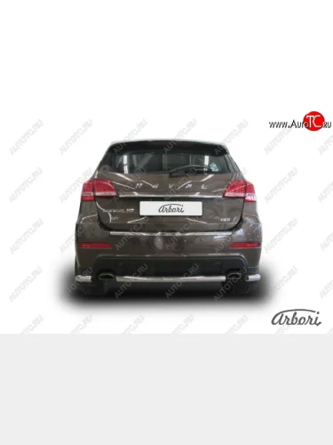 Защита заднего бампера Arbori (короткая, нержавейка, 1 труба d57 mm). Haval H2 (2014-2021)