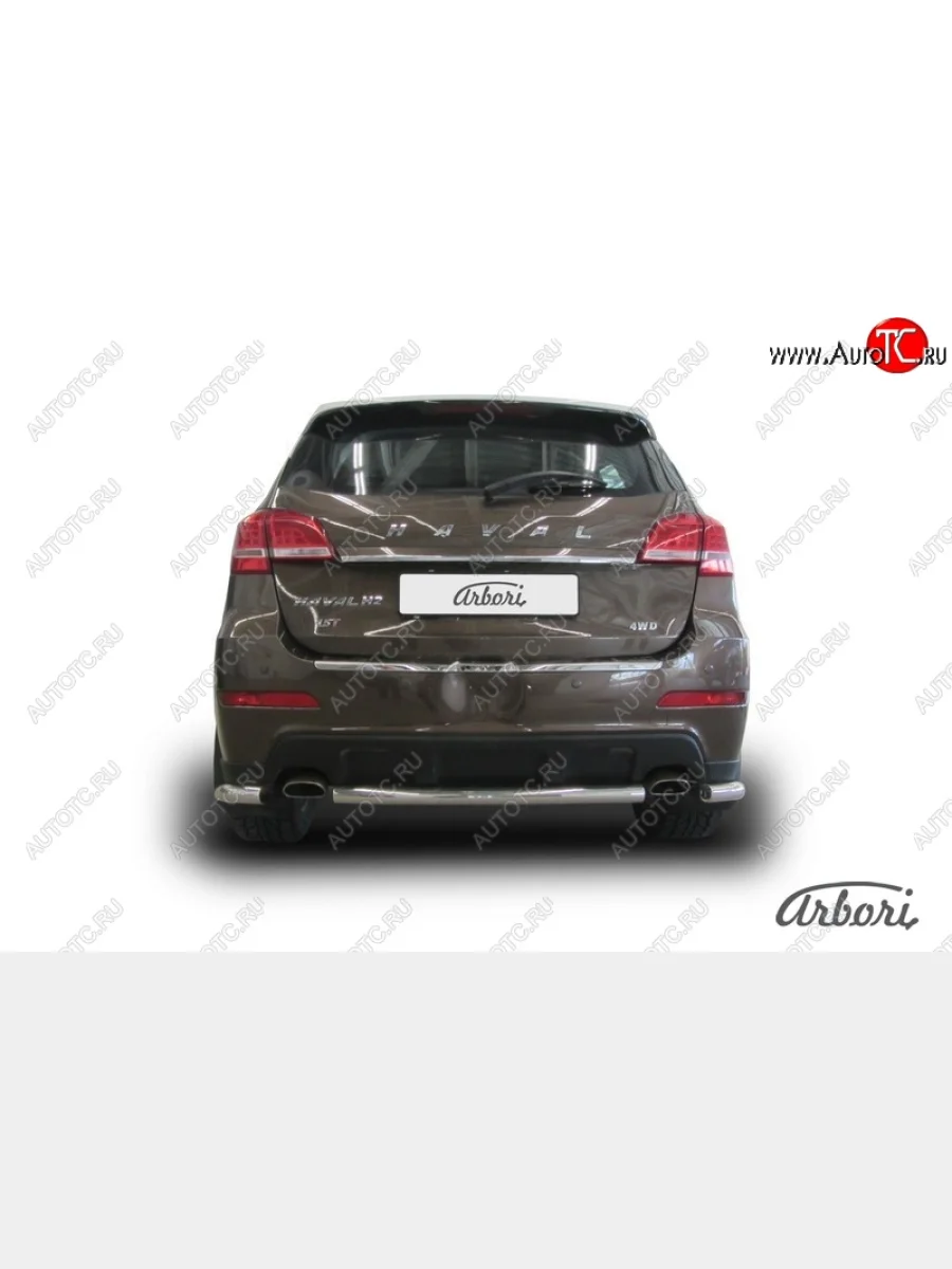 Защита заднего бампера Arbori (короткая, нержавейка, 1 труба d57 mm). Haval H2 (2014-2021)  в Керчи Республика Крым