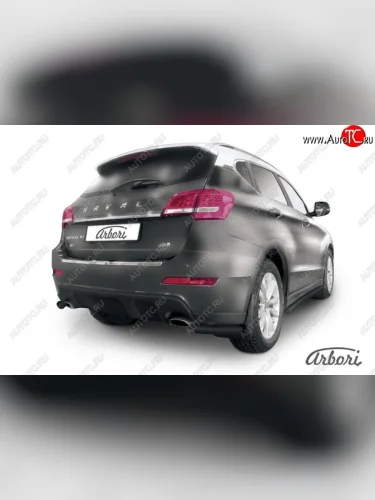 Защита заднего бампера Arbori (короткая, черная, 1 труба d57 mm). Haval H2 (2014-2021)