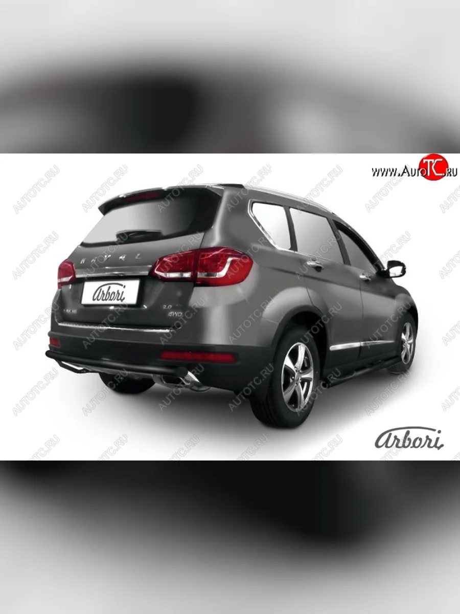 Защита заднего бампера Arbori (черная, 1 труба d57 mm). Haval H6 дорестайлинг (2016-2019)  в Перми Пермском крае