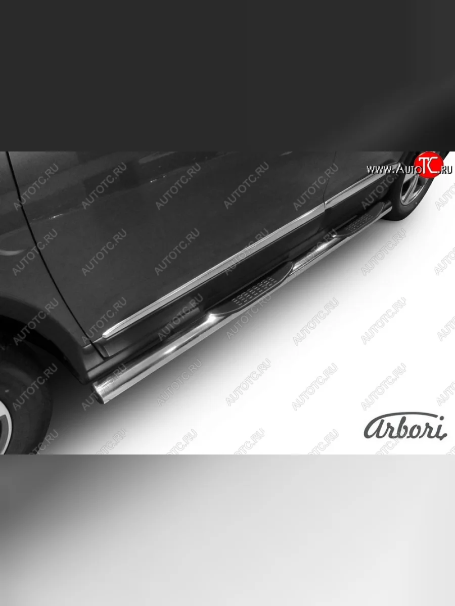 Защита штатных порогов Arbori (с проступью, нержавейка, d76 mm). Haval H6 дорестайлинг (2016-2019)  в Керчи Республика Крым