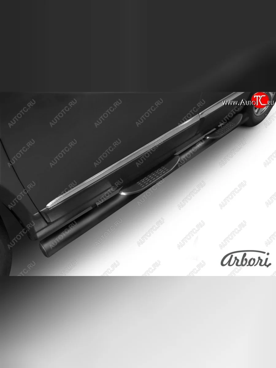 Защита штатных порогов Arbori (с проступью, черная, d76 mm). Haval H6 дорестайлинг (2016-2019)  в Керчи Республика Крым