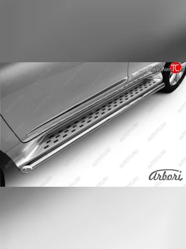 Защита штатных порогов Arbori (нержавейка, d57 mm). Haval H9 дорестайлинг (2015-2017)