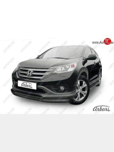 Защита переднего бампера Arbori (черная, 2 трубы d76 и 57 mm) Honda CR-V  RM1,RM3,RM4 (2012-2015) дорестайлинг