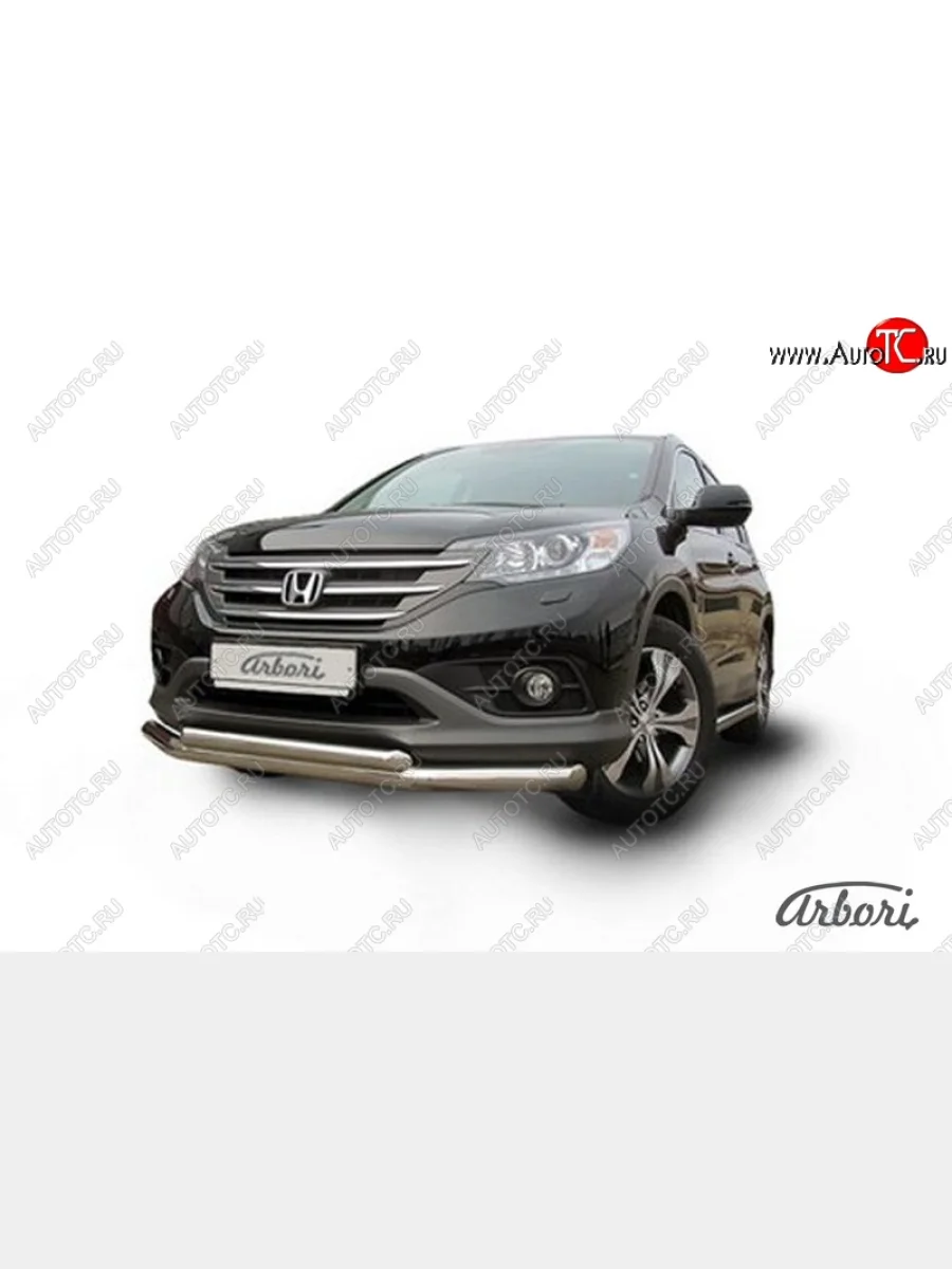 Защита переднего бампера Arbori (нержавейка, 2 трубы d76 и 57 mm) Honda CR-V RM1,RM3,RM4 дорестайлинг (2012-2015)  в Самаре Самарской области