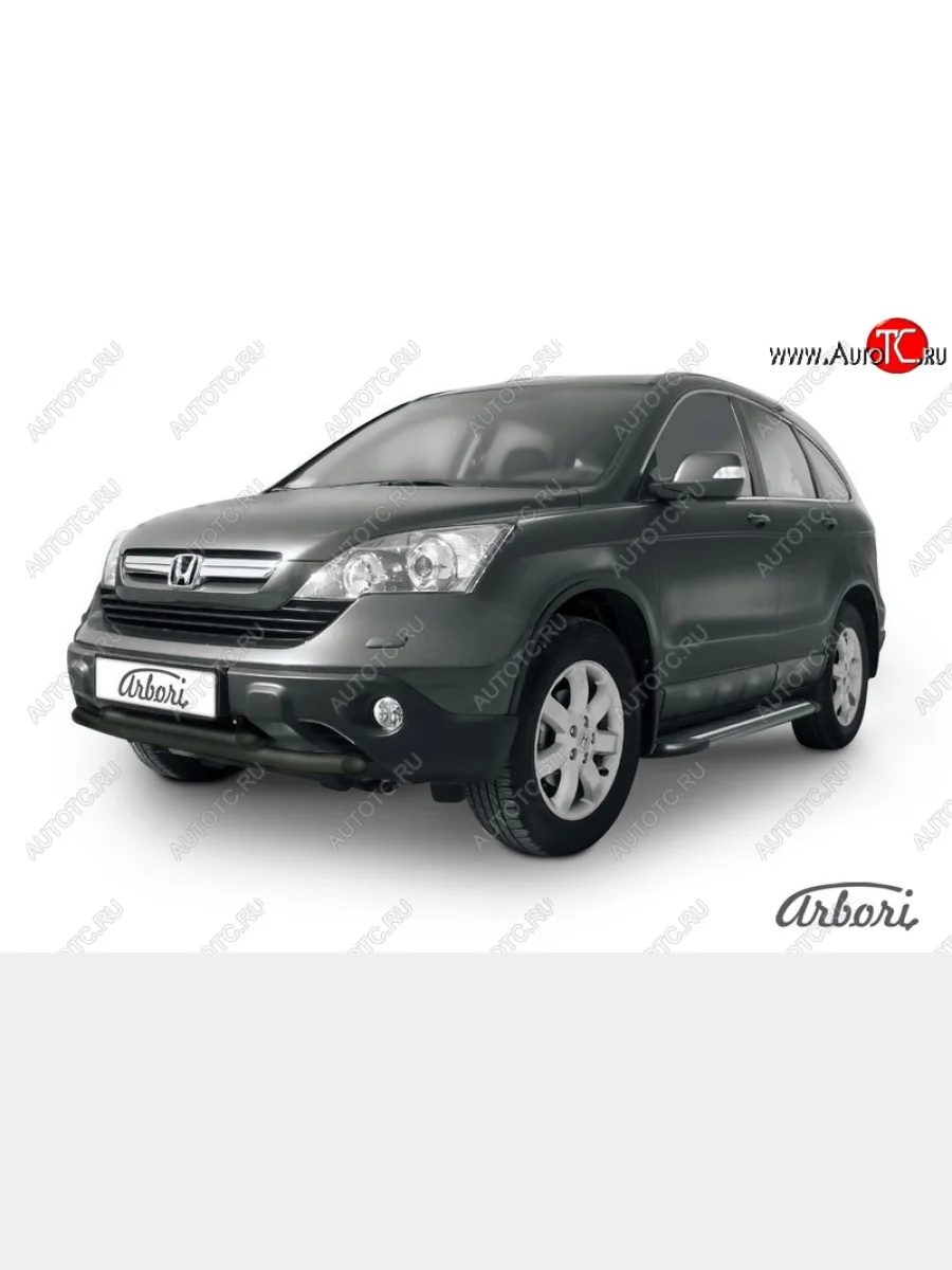 Защита переднего бампера Arbori (черная, 2 трубы d57 и 57 mm)  Honda CR-V (2009-2012) RE1,RE2,RE3,RE4,RE5,RE7  в Керчи Республика Крым