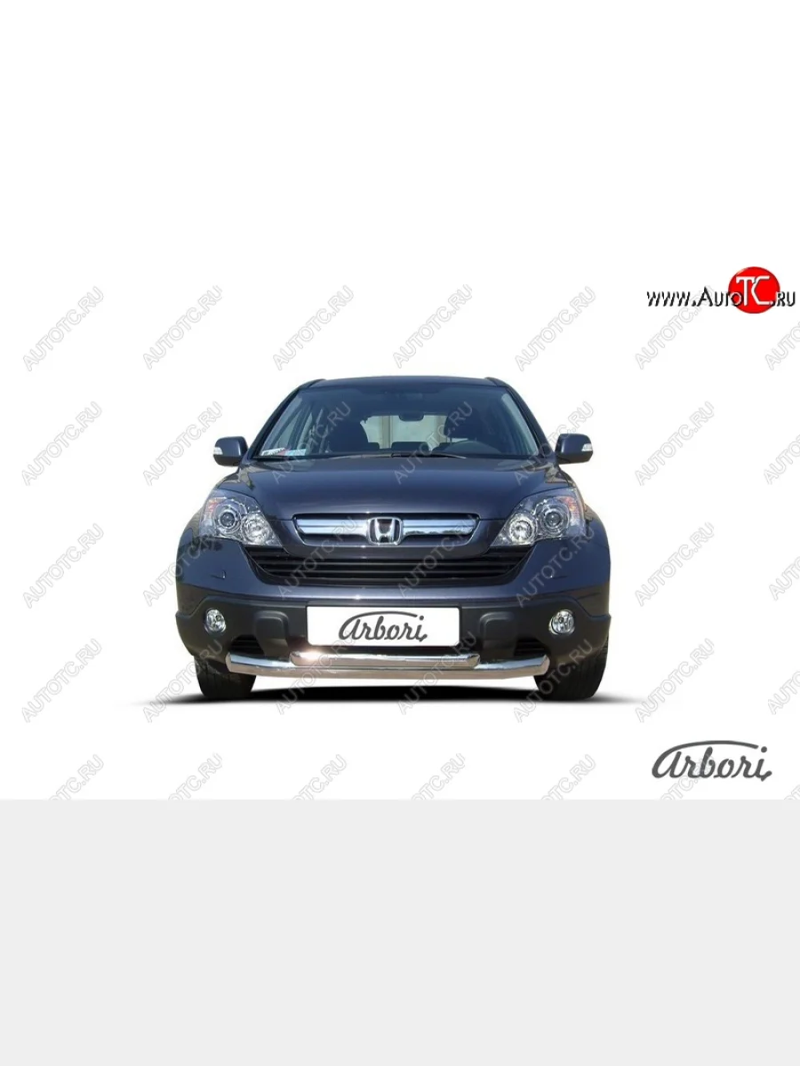 Защита переднего бампера Arbori (2 трубы d76 и 57 mm)  Honda CR-V (2009-2012) RE1,RE2,RE3,RE4,RE5,RE7 (черная)  в Керчи Республика Крым
