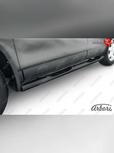 Защита штатных порогов Arbori (с проступью, черная, d76 mm). Honda CR-V RE1,RE2,RE3,RE4,RE5,RE7 рестайлинг (2009-2012)