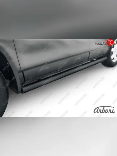 Защита штатных порогов Arbori (черная, d76 mm). Honda CR-V RE1,RE2,RE3,RE4,RE5,RE7 рестайлинг (2009-2012)