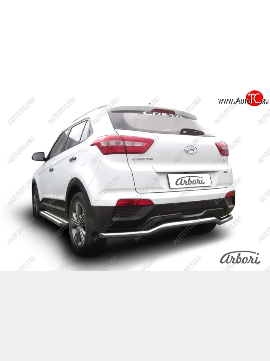 Защита заднего бампера Arbori (скоба, нержавейка, 1 труба d57 mm). Hyundai Creta GS дорестайлинг (2015-2019)  в Перми Пермском крае