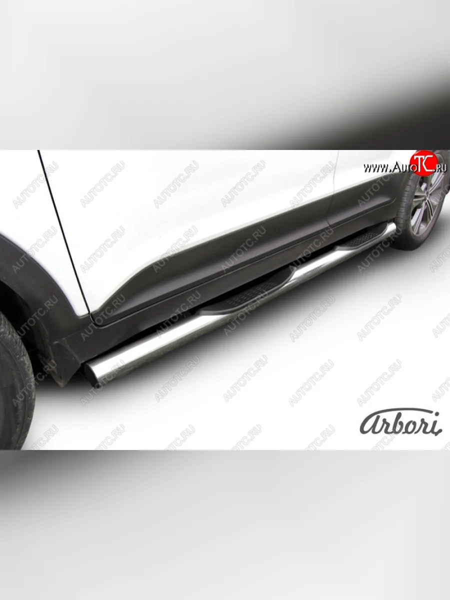 Защита штатных порогов Arbori (с проступью, нержавейка, d76 mm). Hyundai Creta GS дорестайлинг (2015-2019)  в Керчи Республика Крым