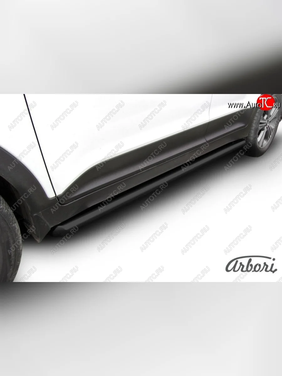 Защита штатных порогов Arbori (черная, d57 mm). Hyundai Creta GS рестайлинг (2019-2021)  в Перми Пермском крае